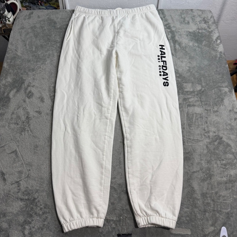 Halfdays Ski Club White Logo Embroidered Heavyweight Sweatpants Joggers Size 2